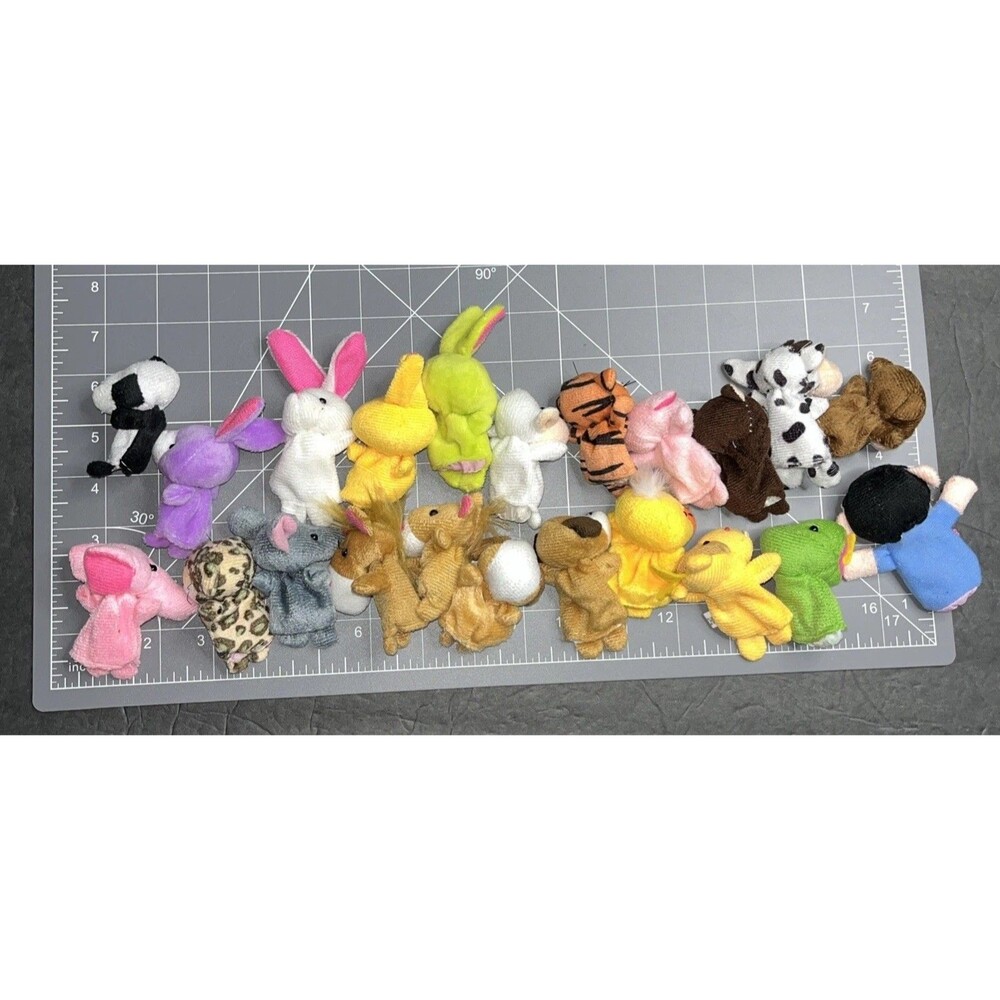 Soft Plush Animal Finger Puppets Baby Story Time Assorted Animal Set of 22 - Picture 5 of 7
